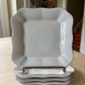 Pottery Barn•Set of Four (4) Cambria Appetizer Plates•White•Stoneware